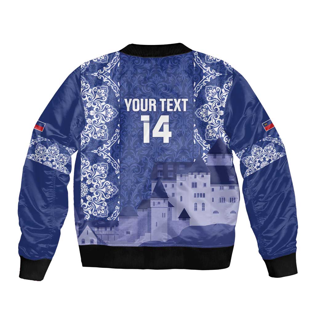 Custom Liechtenstein Football Bomber Jacket Go Blue-Reds Gutenberg Castle
