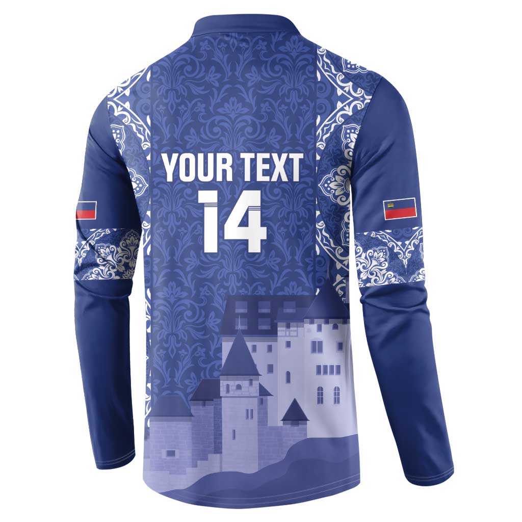 Custom Liechtenstein Football Button Sweatshirt Go Blue-Reds Gutenberg Castle