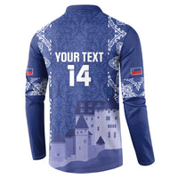 Custom Liechtenstein Football Button Sweatshirt Go Blue-Reds Gutenberg Castle