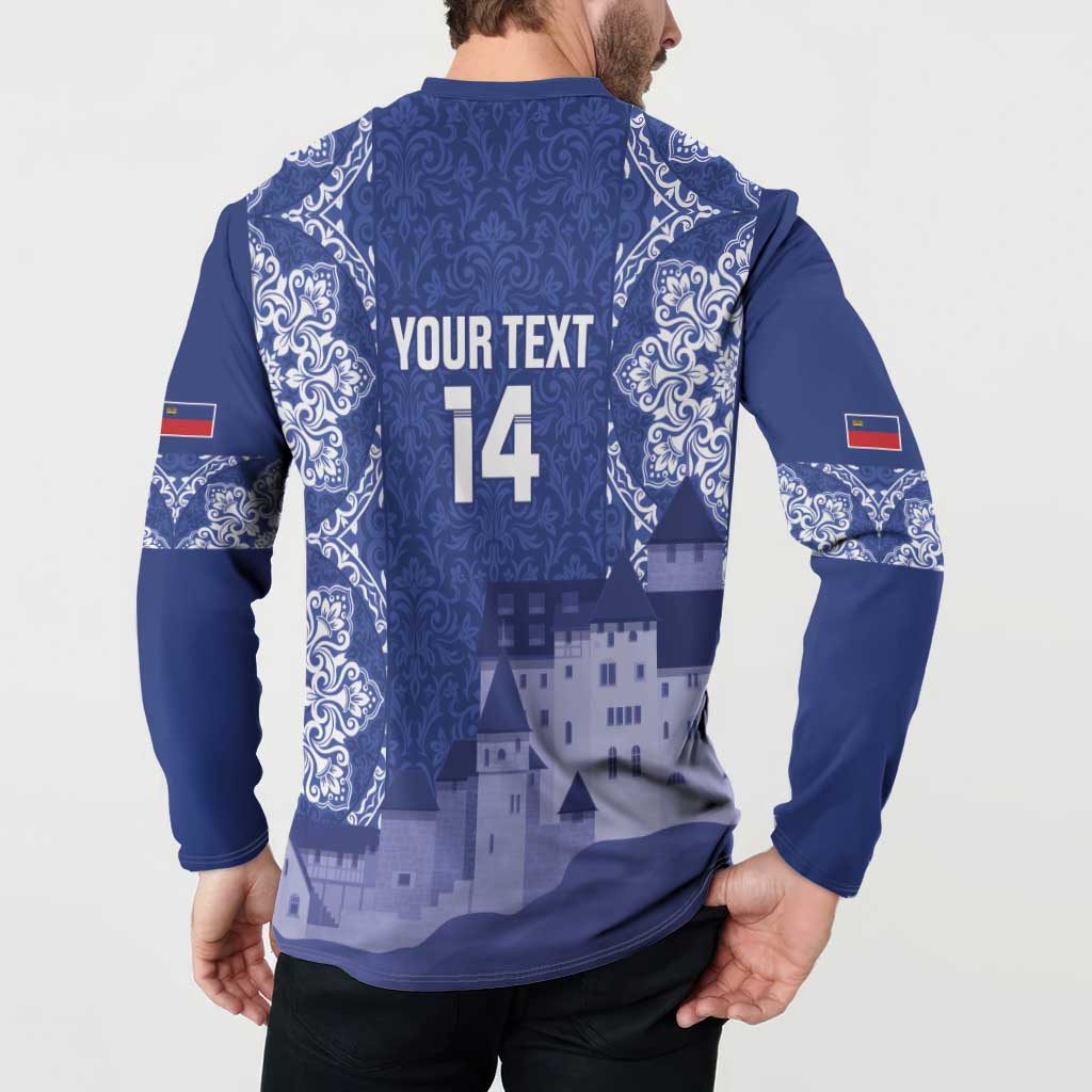 Custom Liechtenstein Football Button Sweatshirt Go Blue-Reds Gutenberg Castle