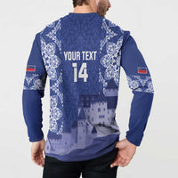 Custom Liechtenstein Football Button Sweatshirt Go Blue-Reds Gutenberg Castle