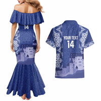 Custom Liechtenstein Football Couples Matching Mermaid Dress and Hawaiian Shirt Go Blue-Reds Gutenberg Castle