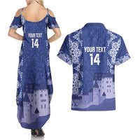 Custom Liechtenstein Football Couples Matching Summer Maxi Dress and Hawaiian Shirt Go Blue-Reds Gutenberg Castle
