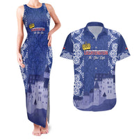 Custom Liechtenstein Football Couples Matching Tank Maxi Dress and Hawaiian Shirt Go Blue-Reds Gutenberg Castle