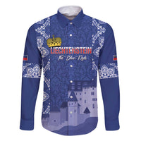 Custom Liechtenstein Football Family Matching Long Sleeve Bodycon Dress and Hawaiian Shirt Go Blue-Reds Gutenberg Castle