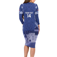 Custom Liechtenstein Football Family Matching Long Sleeve Bodycon Dress and Hawaiian Shirt Go Blue-Reds Gutenberg Castle