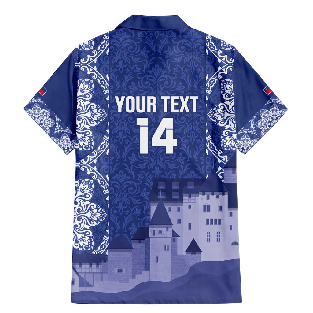 Custom Liechtenstein Football Family Matching Mermaid Dress and Hawaiian Shirt Go Blue-Reds Gutenberg Castle