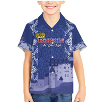 Custom Liechtenstein Football Family Matching Mermaid Dress and Hawaiian Shirt Go Blue-Reds Gutenberg Castle