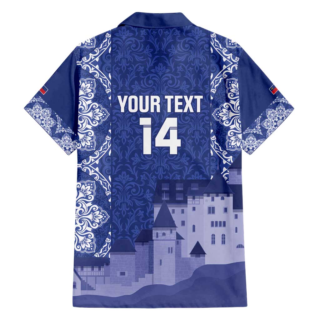 Custom Liechtenstein Football Family Matching Puletasi and Hawaiian Shirt Go Blue-Reds Gutenberg Castle
