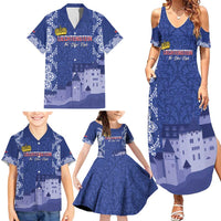 Custom Liechtenstein Football Family Matching Summer Maxi Dress and Hawaiian Shirt Go Blue-Reds Gutenberg Castle