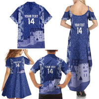 Custom Liechtenstein Football Family Matching Summer Maxi Dress and Hawaiian Shirt Go Blue-Reds Gutenberg Castle