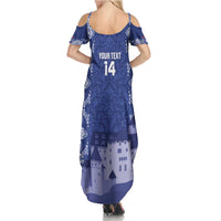 Custom Liechtenstein Football Family Matching Summer Maxi Dress and Hawaiian Shirt Go Blue-Reds Gutenberg Castle