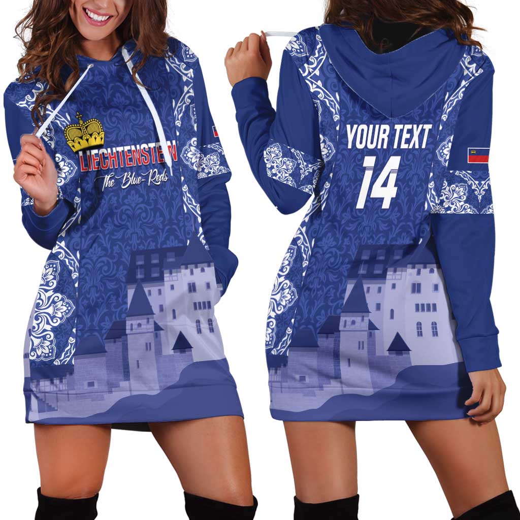 Custom Liechtenstein Football Hoodie Dress Go Blue-Reds Gutenberg Castle
