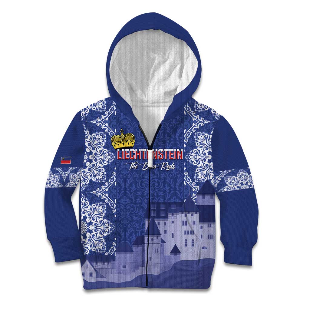 Custom Liechtenstein Football Kid Hoodie Go Blue-Reds Gutenberg Castle