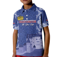 Custom Liechtenstein Football Kid Polo Shirt Go Blue-Reds Gutenberg Castle