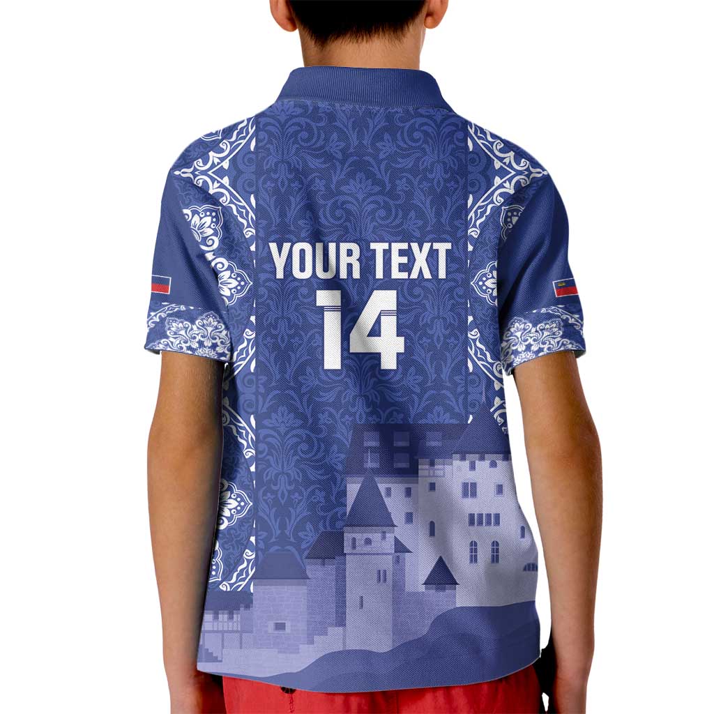 Custom Liechtenstein Football Kid Polo Shirt Go Blue-Reds Gutenberg Castle