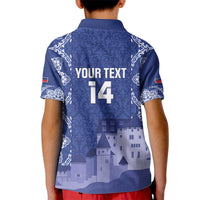 Custom Liechtenstein Football Kid Polo Shirt Go Blue-Reds Gutenberg Castle