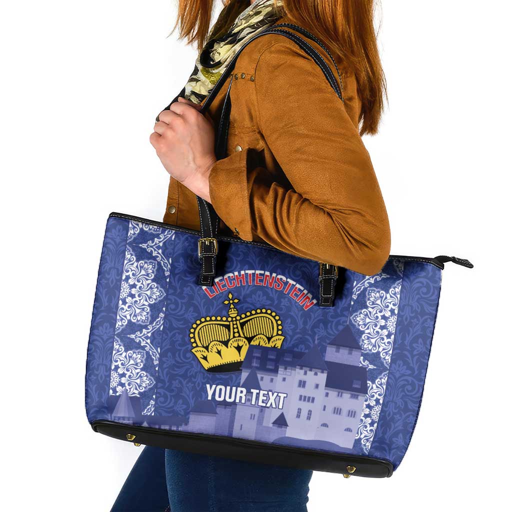 Custom Liechtenstein Football Leather Tote Bag Go Blue-Reds Gutenberg Castle