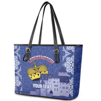 Custom Liechtenstein Football Leather Tote Bag Go Blue-Reds Gutenberg Castle