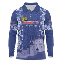 Custom Liechtenstein Football Long Sleeve Polo Shirt Go Blue-Reds Gutenberg Castle