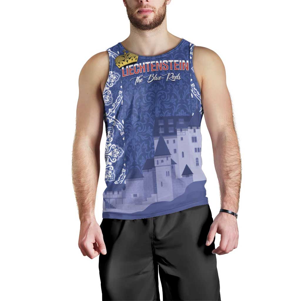 Custom Liechtenstein Football Men Tank Top Go Blue-Reds Gutenberg Castle