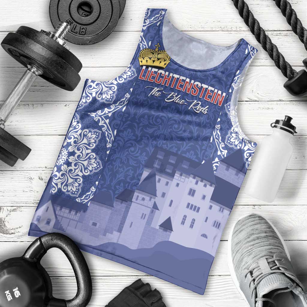 Custom Liechtenstein Football Men Tank Top Go Blue-Reds Gutenberg Castle
