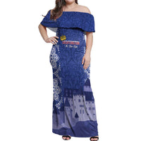 Custom Liechtenstein Football Off Shoulder Maxi Dress Go Blue-Reds Gutenberg Castle