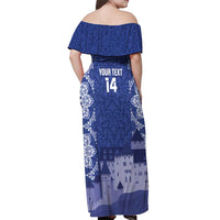 Custom Liechtenstein Football Off Shoulder Maxi Dress Go Blue-Reds Gutenberg Castle