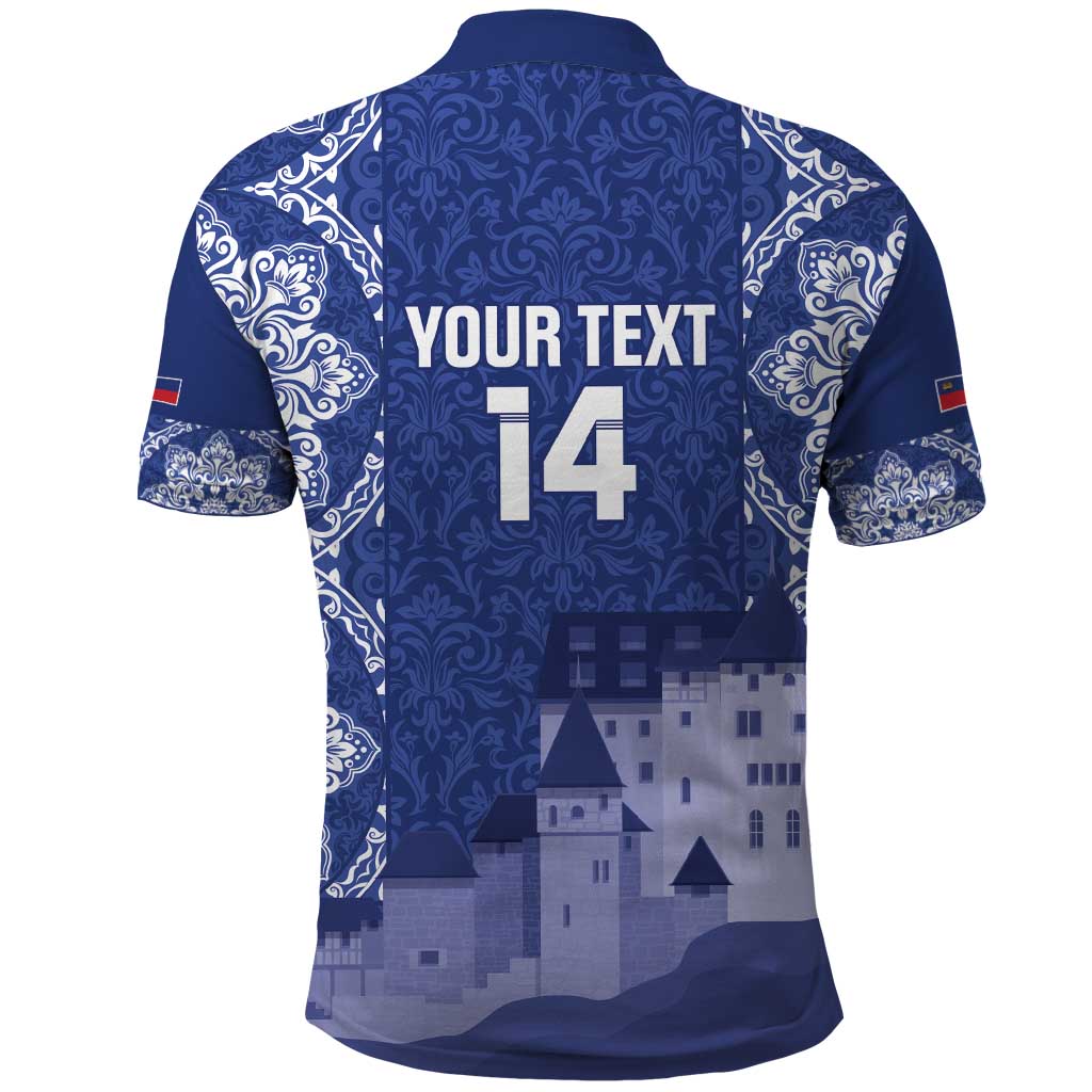 Custom Liechtenstein Football Polo Shirt Go Blue-Reds Gutenberg Castle