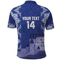 Custom Liechtenstein Football Polo Shirt Go Blue-Reds Gutenberg Castle