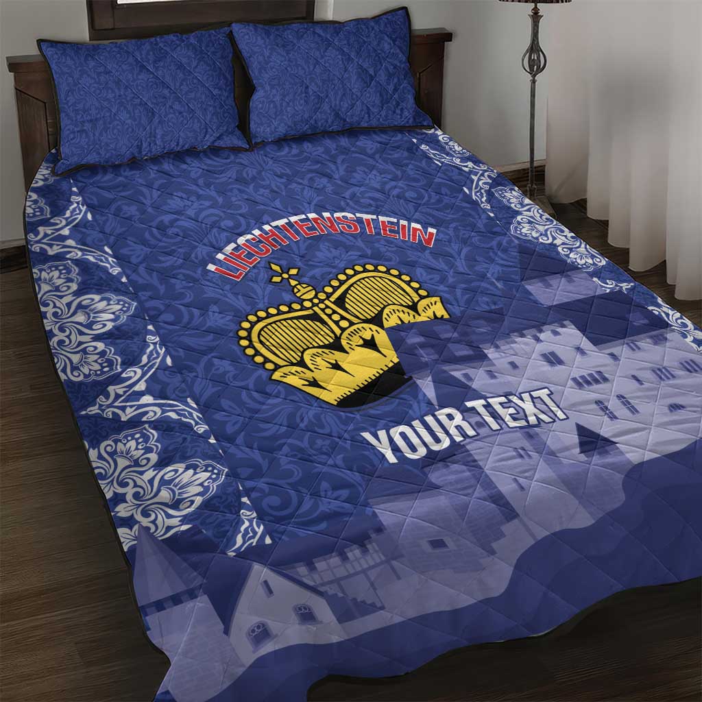 Custom Liechtenstein Football Quilt Bed Set Go Blue-Reds Gutenberg Castle