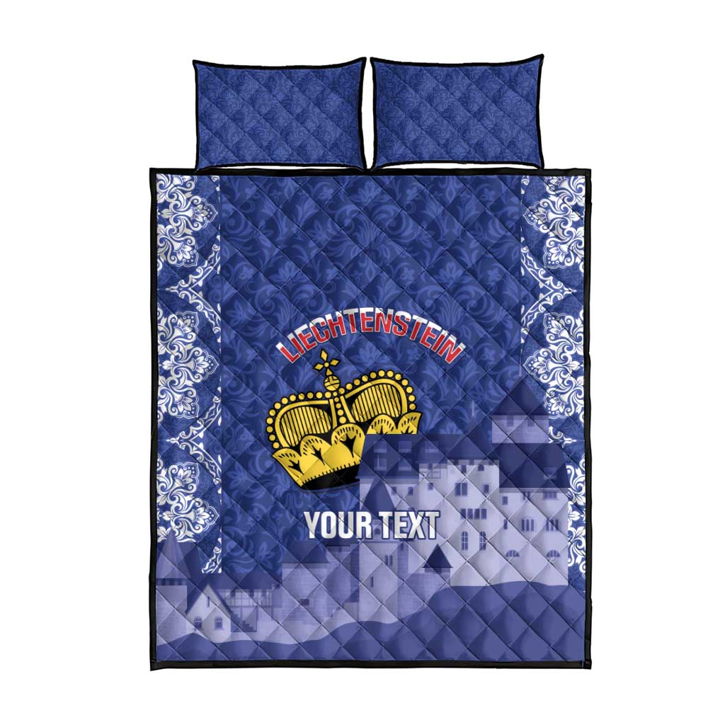 Custom Liechtenstein Football Quilt Bed Set Go Blue-Reds Gutenberg Castle