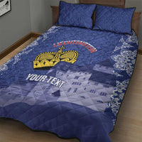 Custom Liechtenstein Football Quilt Bed Set Go Blue-Reds Gutenberg Castle