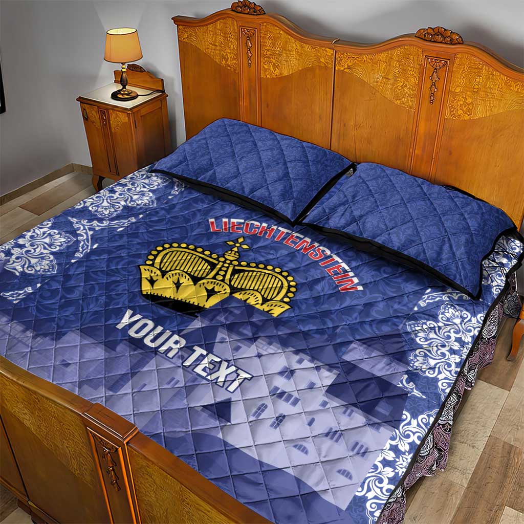 Custom Liechtenstein Football Quilt Bed Set Go Blue-Reds Gutenberg Castle
