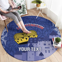 Custom Liechtenstein Football Round Carpet Go Blue-Reds Gutenberg Castle