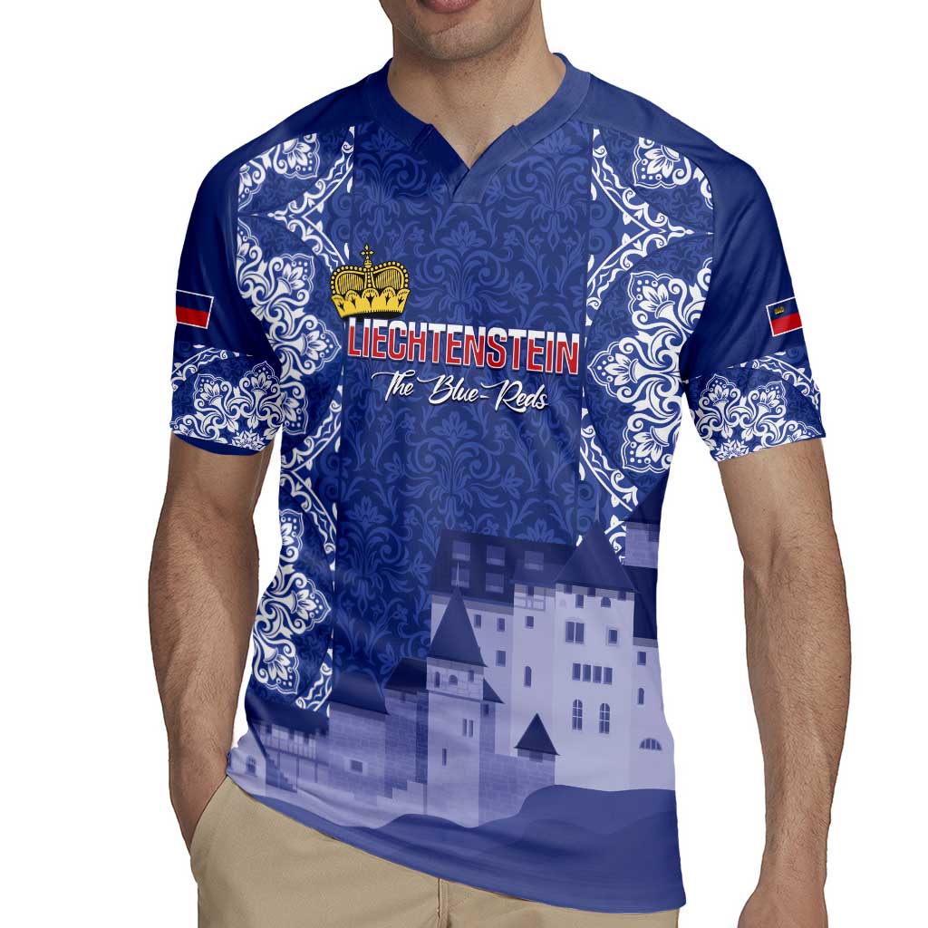 Custom Liechtenstein Football Rugby Jersey Go Blue-Reds Gutenberg Castle