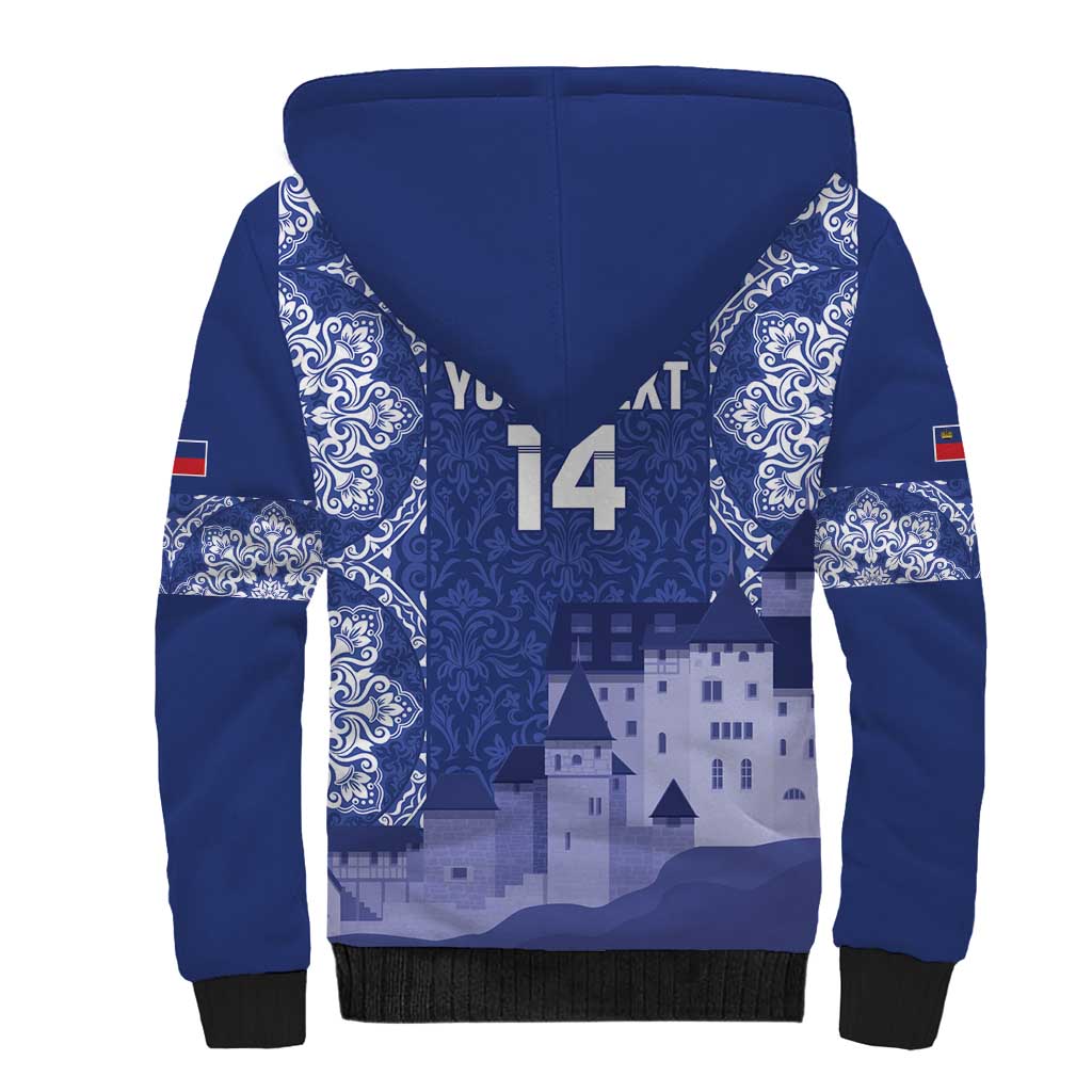 Custom Liechtenstein Football Sherpa Hoodie Go Blue-Reds Gutenberg Castle