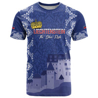 Custom Liechtenstein Football T Shirt Go Blue-Reds Gutenberg Castle