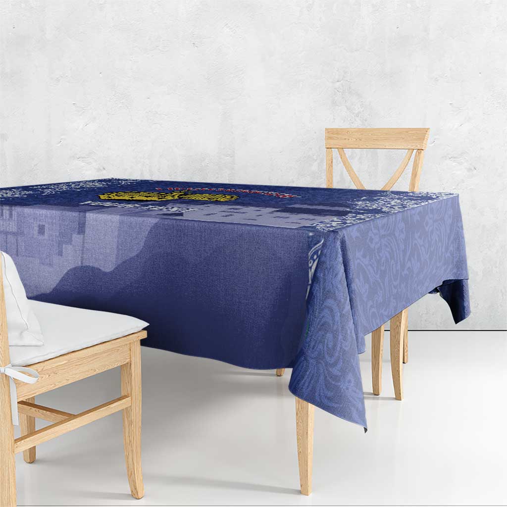 Custom Liechtenstein Football Tablecloth Go Blue-Reds Gutenberg Castle
