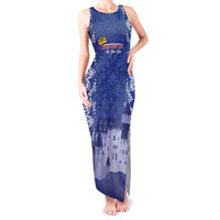 Custom Liechtenstein Football Tank Maxi Dress Go Blue-Reds Gutenberg Castle