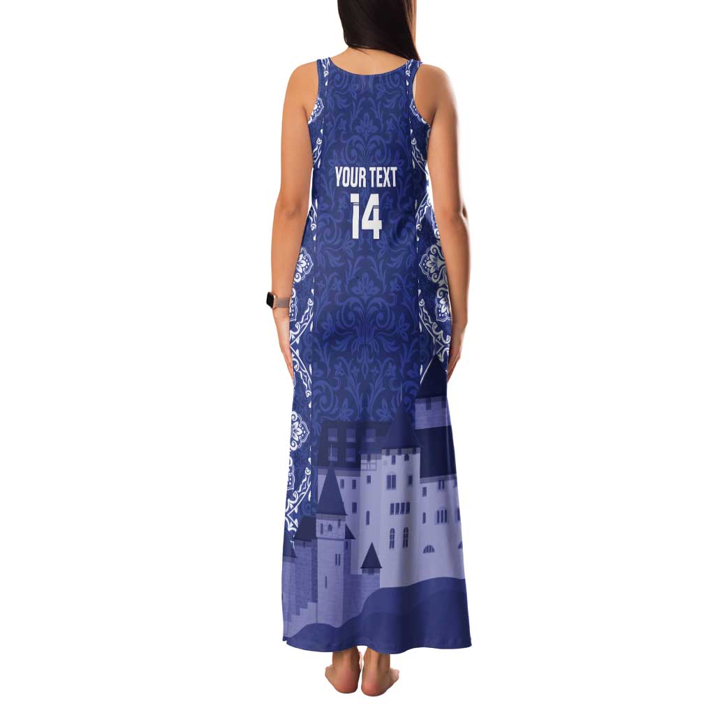 Custom Liechtenstein Football Tank Maxi Dress Go Blue-Reds Gutenberg Castle