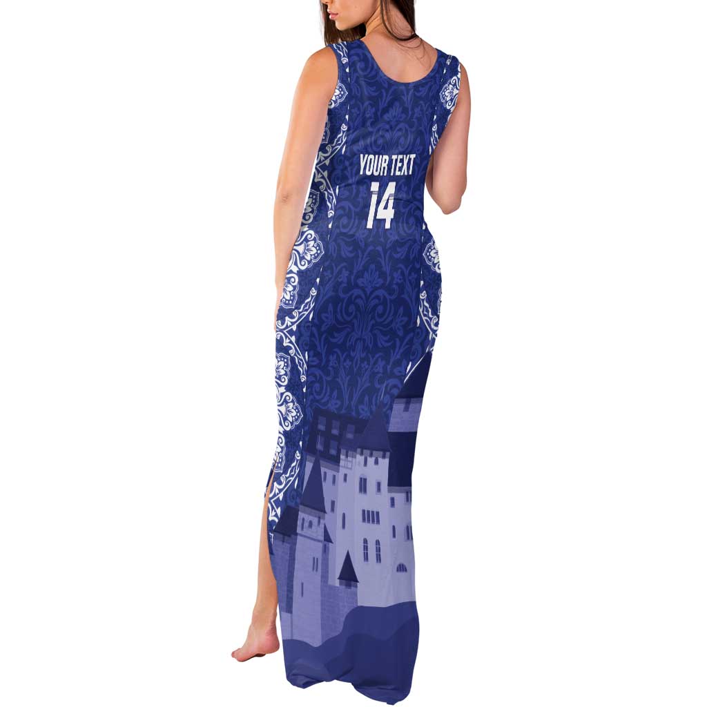 Custom Liechtenstein Football Tank Maxi Dress Go Blue-Reds Gutenberg Castle