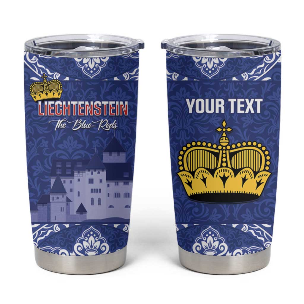 Custom Liechtenstein Football Tumbler Cup Go Blue-Reds Gutenberg Castle