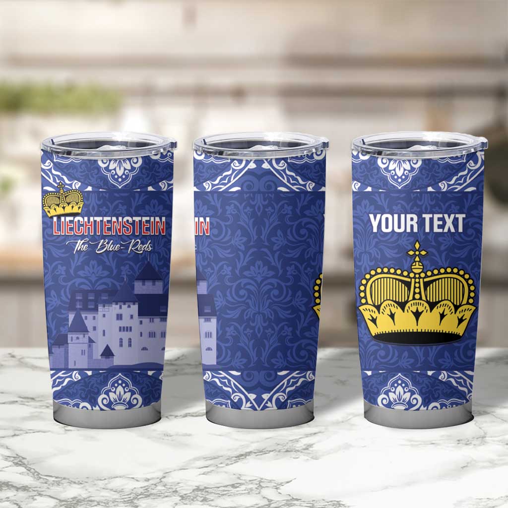 Custom Liechtenstein Football Tumbler Cup Go Blue-Reds Gutenberg Castle