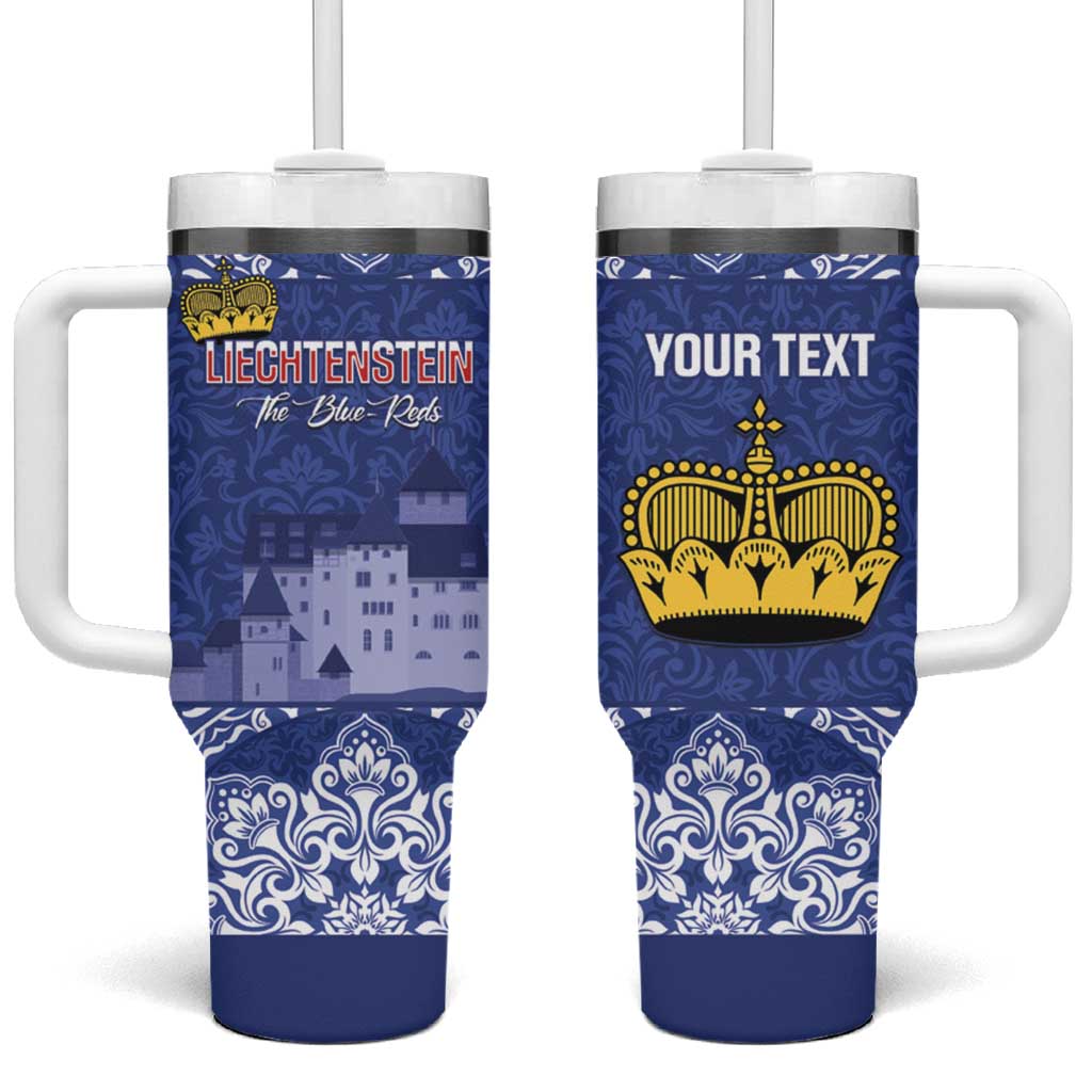 Custom Liechtenstein Football Tumbler With Handle Go Blue-Reds Gutenberg Castle