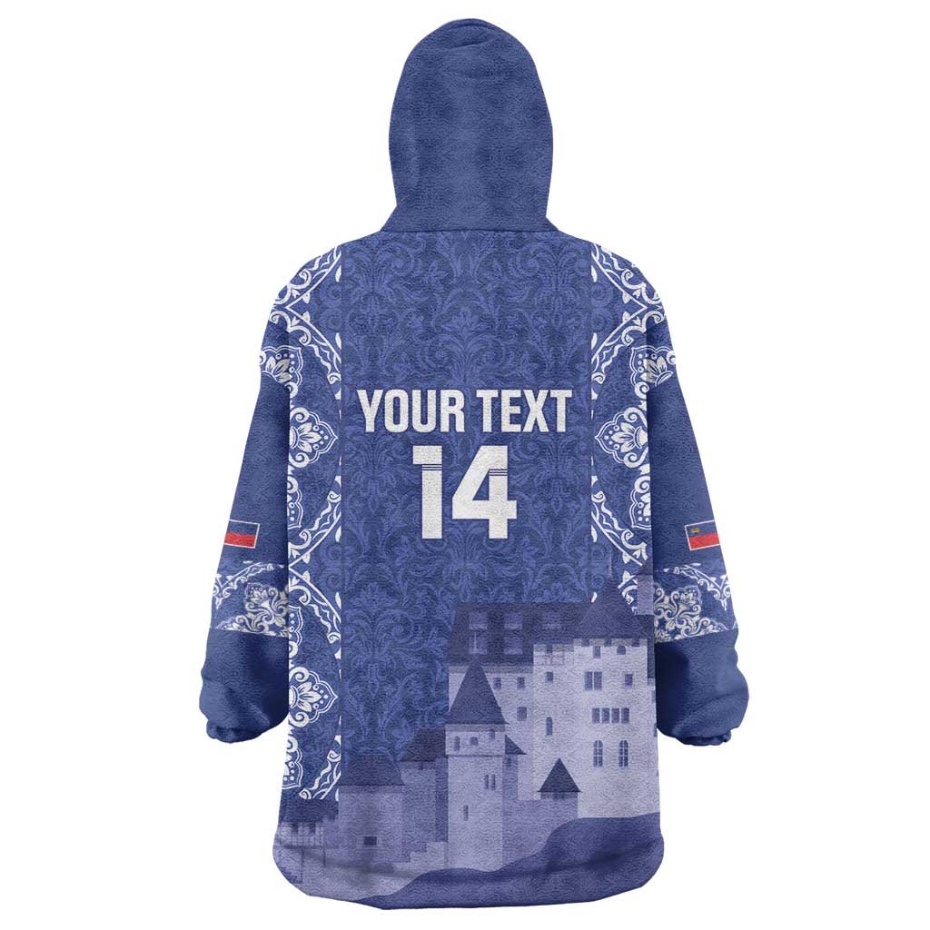 Custom Liechtenstein Football Wearable Blanket Hoodie Go Blue-Reds Gutenberg Castle
