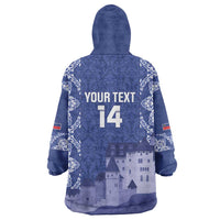 Custom Liechtenstein Football Wearable Blanket Hoodie Go Blue-Reds Gutenberg Castle