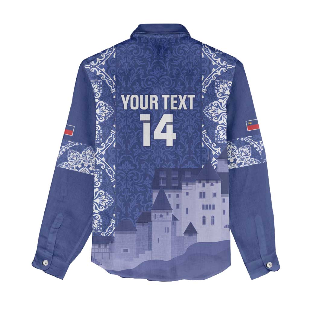 Custom Liechtenstein Football Women Casual Shirt Go Blue-Reds Gutenberg Castle