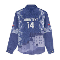 Custom Liechtenstein Football Women Casual Shirt Go Blue-Reds Gutenberg Castle