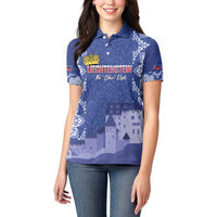Custom Liechtenstein Football Women Polo Shirt Go Blue-Reds Gutenberg Castle
